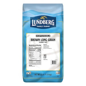 RICE, LONG GRAIN BROWN LUNDBERG ORGANIC 25 LB