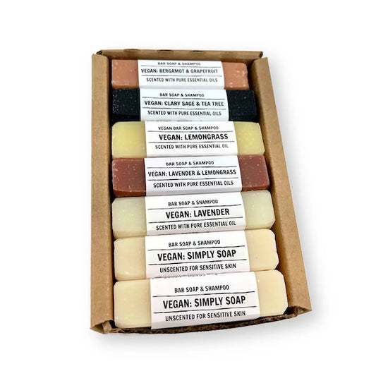 HANDMADE NATURAL BAR SOAP, 7 BAR VARIETY PACK